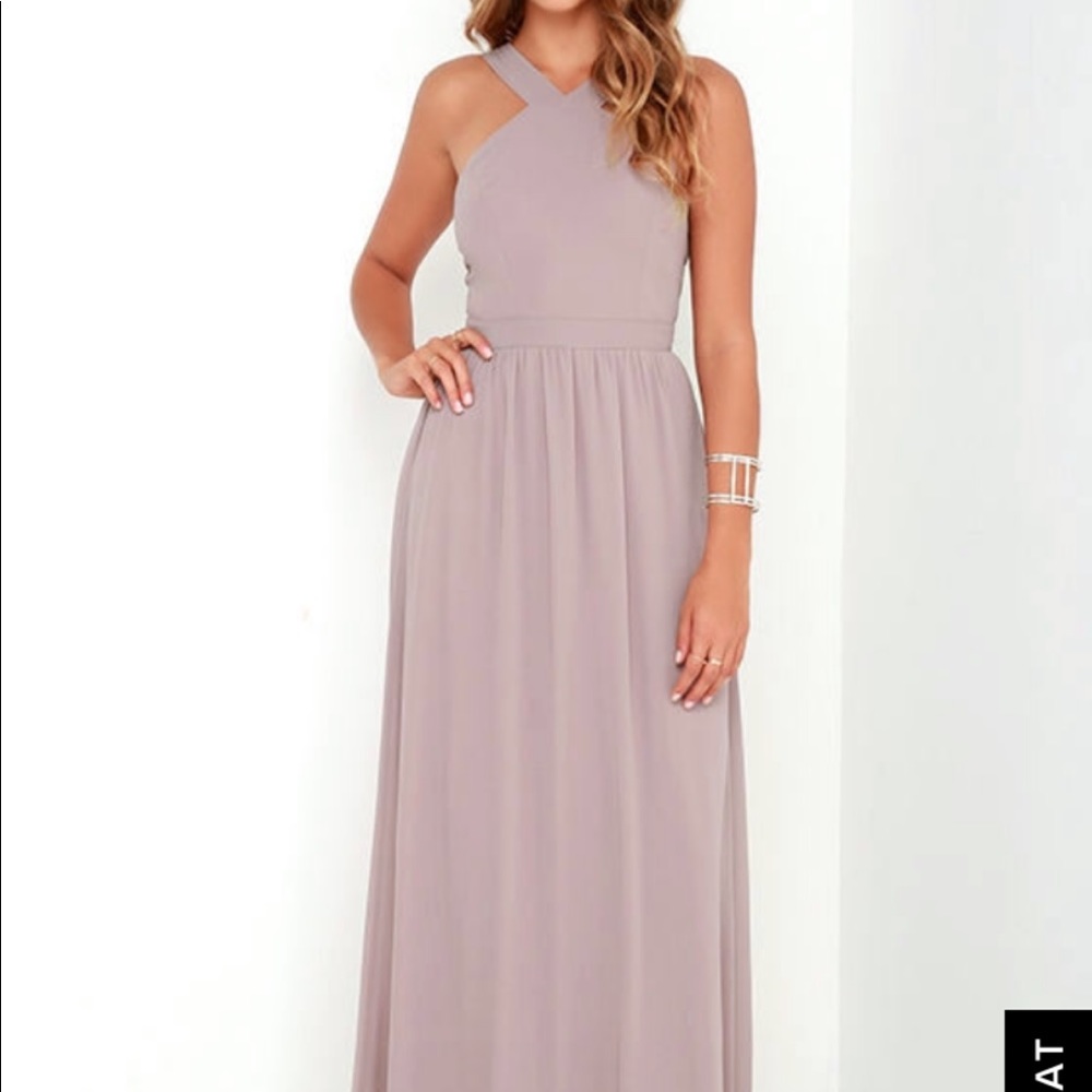 Lulus AIR OF ROMANCE TAUPE MAXI DRESS